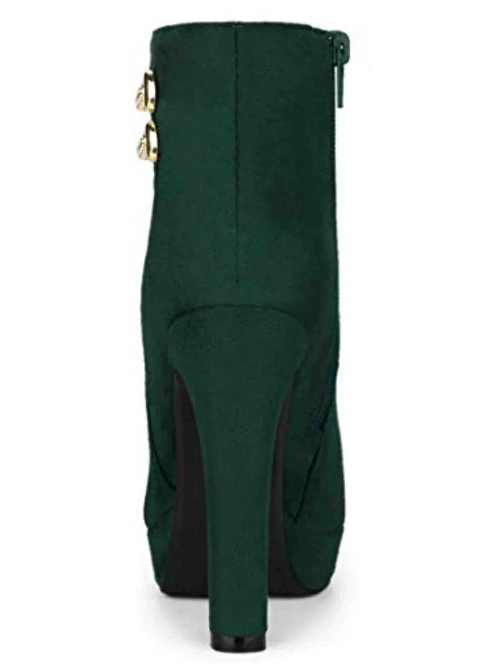 Faux Suede Round Toe Chunky High Heel Platform Ankle Boots